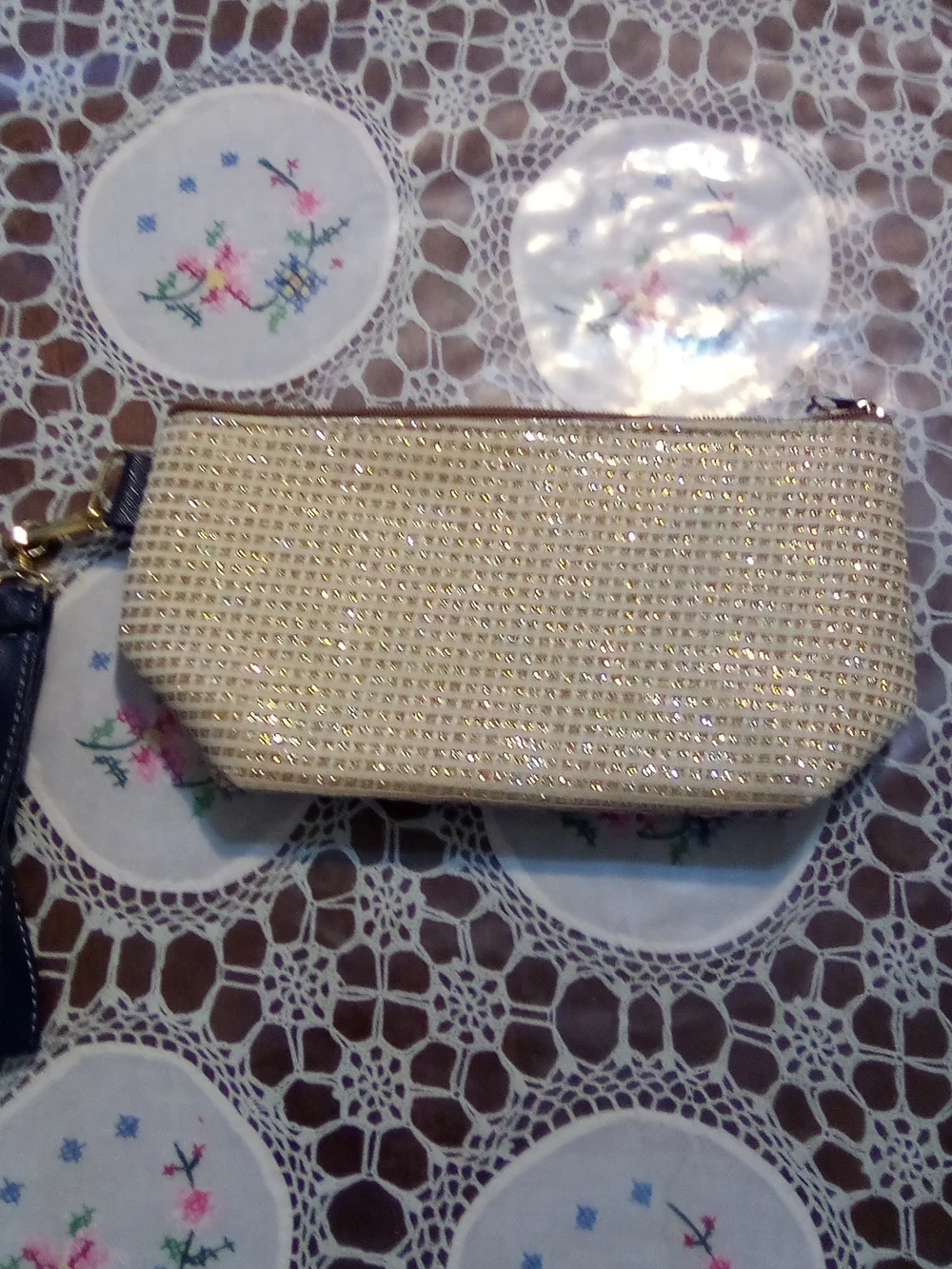 Woven Floral  Wristlet Pouch - Pink Multicolor ( Casa )